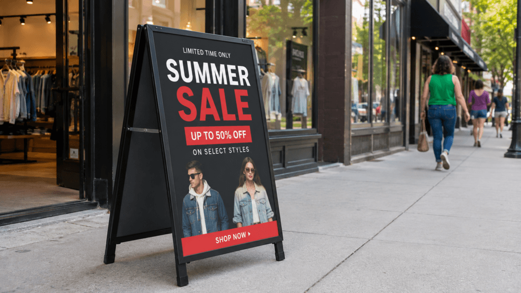 A-Frame Sign: A Practical Guide to Effective Business Signage A-Frame Sign A-frame sign outside a modern U.S. retail storefront